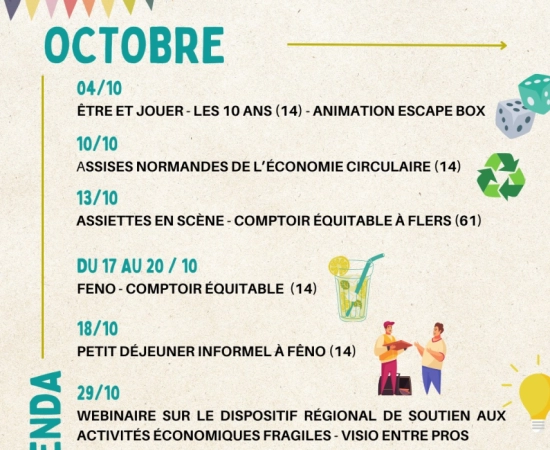 Le planning du mois d'octobre !