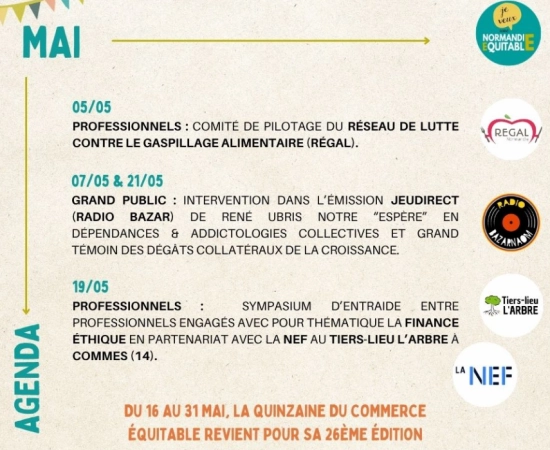 À vos agendas : les rencontres et événements à ne pas manquer chez Normandie Équitable en MAI ! À vos agendas : les rencontres et événements à ne pas manquer chez Normandie Équitable en MAI !
