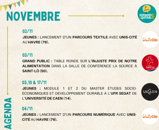 À vos agendas : les rencontres et événements à ne pas manquer chez Normandie Équitable en NOVEMBRE ! À vos agendas : les rencontres et événements à ne pas manquer chez Normandie Équitable en NOVEMBRE !